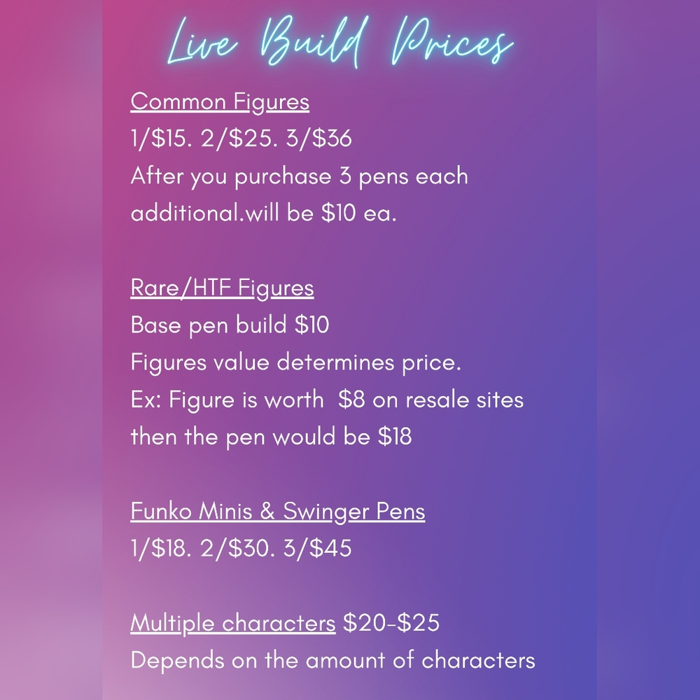 ✨️LIVE Pen Build Listing✨️